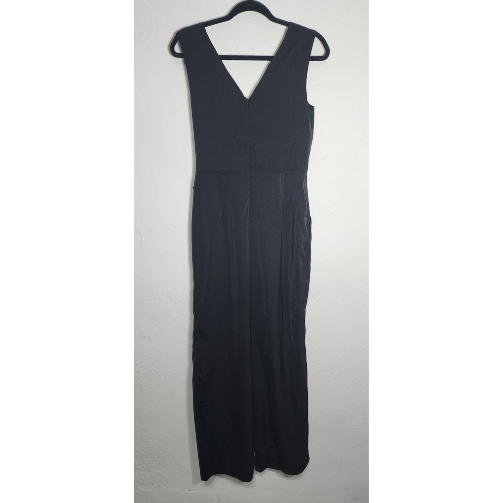 All Row Black Sleeveless Wrap Front Jumpsuit with Side Tie DM1178 Womens Small - Picture 2 of 14